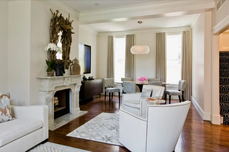 Transitional Living & Dining Room Design
